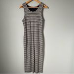 Marine layer Lexi Rib Daytime Midi Dress Gray and Black Stripes Size Medium Photo 1