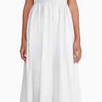 STAUD NWOT  Landry Shoulder-Tie Smocked Cotton Maxi White Dress sz L Photo 0