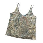 Bishop and Young  Cream Boho Paisley Print Silky V-Neck Tank Top Small Photo 0