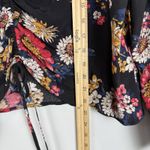 Anthropologie First Monday Top Womens M Black Floral Cinch Front Boho Cottage Photo 8