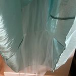 Vintage 70s 80s turquoise lame metallic turquoise sequin trimmed gown Small Blue Photo 7