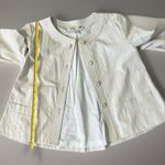 PRINGLE OF SCOTLAND White Ivory Leather Cropped Collarless Jacket Women's Coat 6 Photo 10