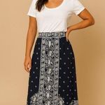 Metrowear Floral Elastic Waist Midi Skirt With Silver Bling PXL Womens Blue Size undefined Photo 0