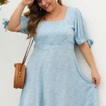 Boutique Blue Floral Short Sleeve Dress Photo 0