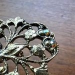 Boutique Pearl and Rhinestone Floral Brooch Pin Gold Tone Photo 5