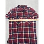 Womens Alygne Flannel Shirt Medium Burgundy Plaid Long Sleeve Button Up Cotton Red Photo 8