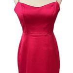 Ieena For Mac Duggal Rhinestone Strap Satin Lined Back Slit Mini Dress Sz 8 NWT Pink Photo 0
