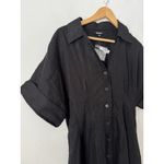 Madewell NWT  Pleated Midi Shirt Dress 100% Linen Black Size Medium Photo 5