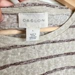 Caslon  Women's Beige Striped Short Sleeve Drawstring T-Shirt Size L in Oatmeal Photo 6