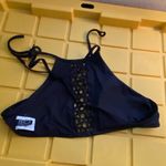 Becca By Rebecca Virtue Womens Black Crop Halter Bikini Swim Suit Top M Medium Photo 4