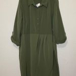 Love Squared Plus Faux Wrap Pleated Shirtdress in Olive Size 3X NWT Photo 2
