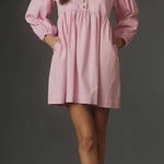 Anthropologie By | Pink Denim Long Sleeve Babydoll Dress, Size L Photo 0