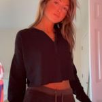 Urban Outfitters Cute Black  Long Sleeve Henley Crop Top Photo 1