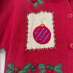 Vintage 80’s Women's Bobbie Brooks Christmas Cardigan XL Red Embroidered Sweater Photo 8