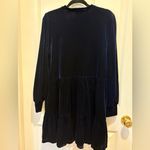 1. State NWOT  Sz L Navy Blue Boho Tier Skirt Baby Doll Holiday Cocktail Dress Photo 7