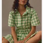 Anthropologie Green Gingham Plaid Midi Shirt Dress X Porridge Photo 1