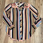 Anthropologie  Fig & Flower Multi Stripe Floral Long Sleeve Button Shirt Photo 1
