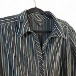 Lane Bryant Black Green White Striped Blouse Top 18/20 Plus Size 3/4 Sleeve Photo 1
