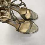 Jimmy Choo  Silver Gold Sparkle Strappy Heels Womens 9 Leather Glitter Glam Shoe Photo 1