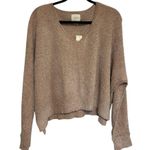 Harper Heritage NWT Francesca’s  Chenille Knit Crop V-Neck Tan Sweater - Size M Photo 0