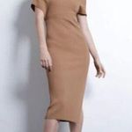 Karina Grimaldi Amber Knit Midi Dress in Camel Size Small One Shoulder Ribbed Photo 1