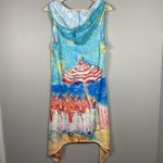 Leoma Lovegrove Happy Place Women’s M Hooded Cover Up Vented Sleeveless Beach Blue Size M Photo 6