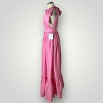 Alamour The Label Cellina Pink Maxi Dress Small Deep V Bow Strap Tiered‎ Photo 5