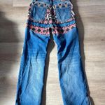 We The Free Free People Rocky Mountain Patchwork High Rise Straight Leg Jeans Blue sz 26 Photo 6