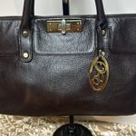 ONNA EHRLICH Black Leather MADISON Tote Satchel Handbag Purse Brown Photo 1
