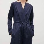 COS  Navy Blue V-Neck Long Sleeve Belted V Neck Wide Leg Jumpsuit, Size 6 Photo 0
