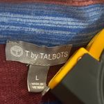 Talbots Womens Pink Blue Stripe Stretch Mock neck Pullover Size Large top shirt Photo 7