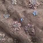 Mac Duggal Purple Floral Applique Puff Sleeve High Neck A Photo 14