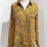 Philosophy Womens Yellow Black Animal Print Long Sleeve Button Down Shirt Size S Photo 0