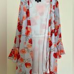 Lulus NWOT Lululs Petals of Honor Light Blue Floral Wrap Dress sz S long sleeve sheer Photo 3