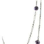 Silvertone Paperclip Style Purple Stone Long Necklace Photo 3