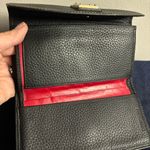 Dooney & Bourke Luca Continental Black Italian Pebbled Leather Red Lined Wallet Photo 3