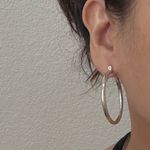 Vintage Signed 925 Sterling Silver 1.5” Hollow Tube Hoop Earrings 4g. Photo 4