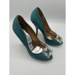 Bagley Mischka Jade Jeweled High Heeled Shoes Green Size 8.5 Photo 3