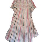 Anthropologie Georgina Tiered Shirt Dress Sz Small Textured Stripe Pastel Boho Photo 3