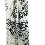 ABS Allen Schwartz  Maxi Dress Formal Low Back V Neck Silk Blend Black White 12 Photo 0