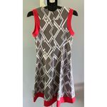 Robbie Bee  Signature Gray White Coral Geometric Poly‎ Blend Knit Dress size 8 Photo 3