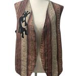 Mary Reynolds Design Kokopelli Appliqué Aztec Woven Embroidery Open Vest M USA Brown Size M Photo 0
