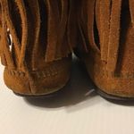 Moccasin brown suede layer tiered fringe boots women fits size 9 Photo 8
