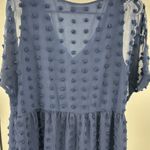 Kirundo L Blue Mini babydoll sheer Swiss dot dress casual wedding guest flowy Size L Photo 3
