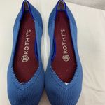 Rothy's  Blue Knit Ballet Flats Red Striped Heel Sustainable Comfort Shoes Size 6 Photo 1