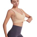 Seamless Comfortable Sports Bralette for Yoga Gym Workout Bra Top Flesh 6XL Tan Size 5X Photo 3