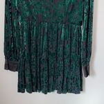 INA  Womens Velvet Bow Tie Long Sleeve Mini Dress Black Green‎ Size Medium NWOT Photo 6