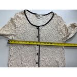 Issi  Cream Lace Cardigan Black Trim Button‎ Down Long Sleeve Elegant Photo 4