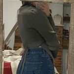 Babaton Grey Ribbed Mock Neck Tie Back Sweater Photo 2