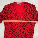 Farrow Women's Medium Claudia Red Dress Button Up Rouched Sleeves Photo 3